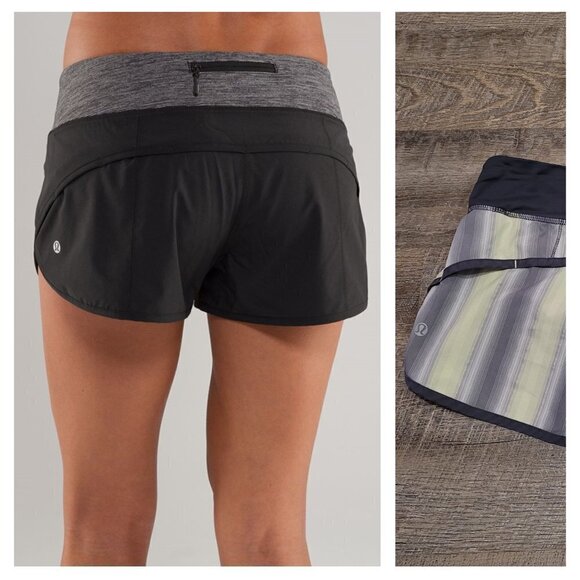 LULULEMON | Speed Short Yellow Grey Striped | Sz. 6 - Picture 1 of 10